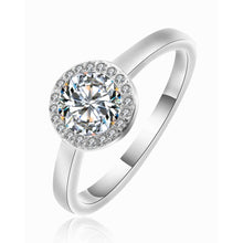 Load image into Gallery viewer, Silver ring with a large diamond on a white background
