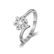 Load image into Gallery viewer, Silver ring with a diamond on a white background

