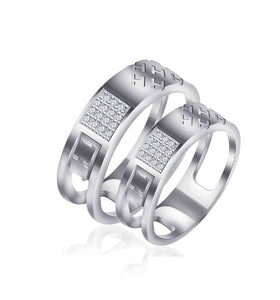 Genuine Silver Classic Couple Ring A004