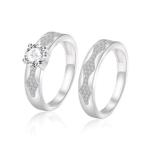 The Forever Collection Genuine Silver Couple Ring Set 02