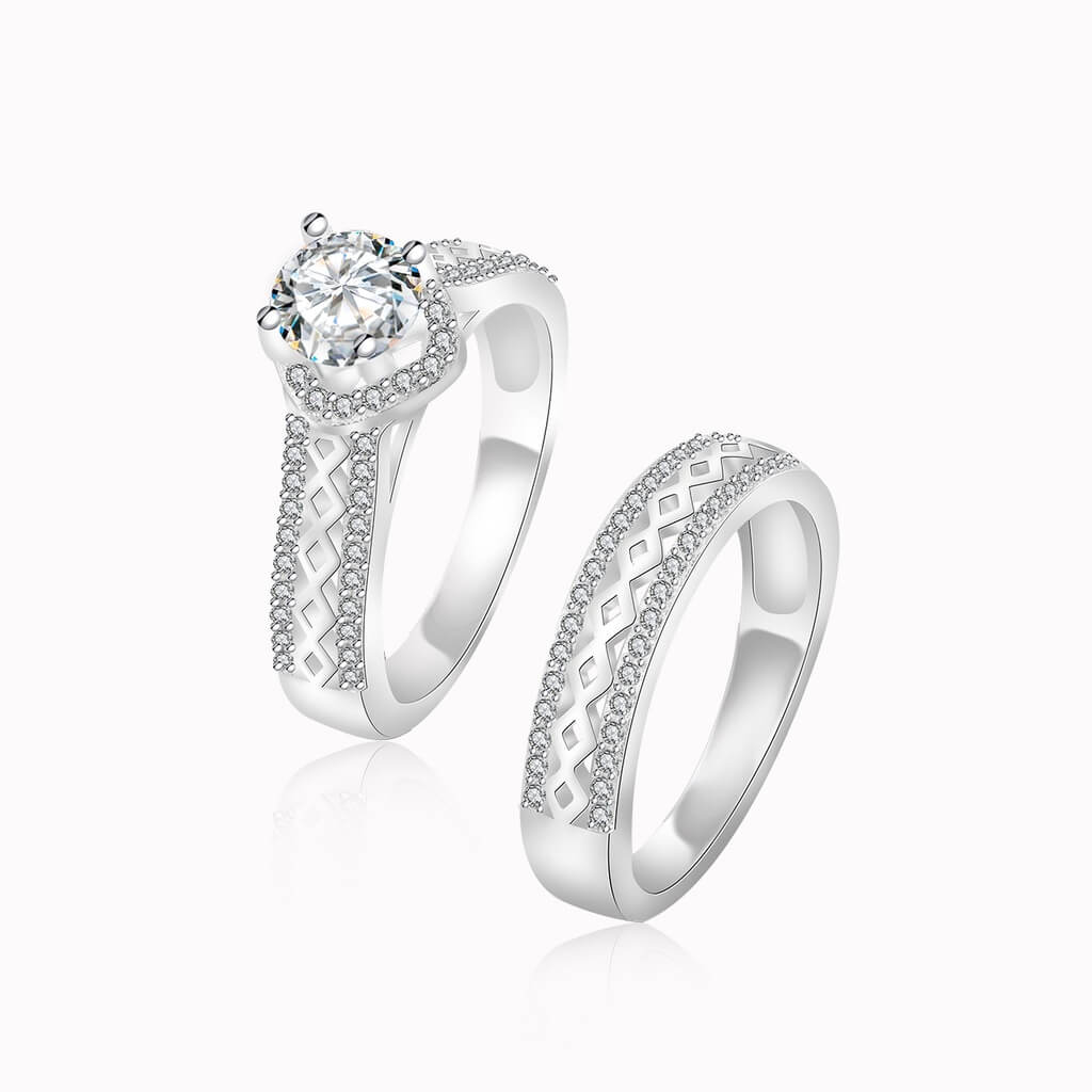 The Forever Collection Genuine Silver Couple Ring Set 03