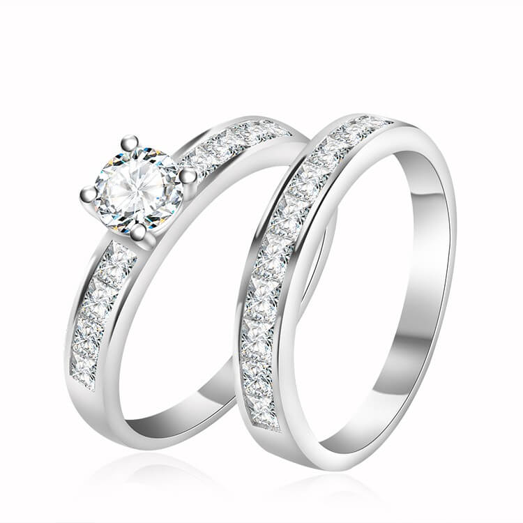 The Forever Collection Genuine Silver Couple Ring Set 01