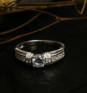 PREMIUM Genuine Silver Engagement Ring P185